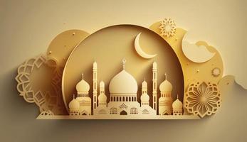 illustratie van verbazingwekkend architectuur ontwerp van moslim moskee Ramadan kareem, Islamitisch architectuur achtergrond Ramadan kareem, Islamitisch moskee, ramdan, ramzan, eid, cultuur, arabisch, genereren ai foto