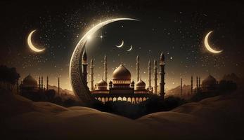 illustratie van verbazingwekkend architectuur ontwerp van moslim moskee Ramadan kareem, Islamitisch architectuur achtergrond Ramadan kareem, Islamitisch moskee, ramdan, ramzan, eid, cultuur, arabisch, genereren ai foto