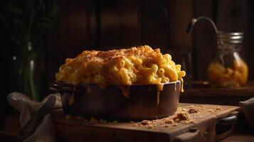 gebakken macaroni en kaas illustratie ai generatief foto