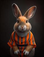 konijn vervelend kleren realistisch illustratie gemaakt met ai gereedschap foto