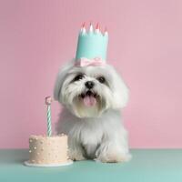 schattig grappig verjaardag hond. illustratie ai generatief foto