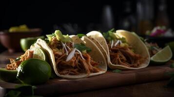 Mexicaans Amerikaans varkensvlees carnitas taco. illustratie ai generatief foto