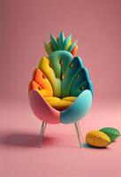 generatief ai illustratie van doel stoel hebben fruit vorm geven aan, studio achtergrond solide foto
