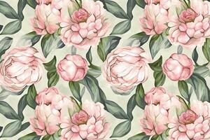 generatief ai.bloemen patroon met rozen, pastel waterverf illustratie. foto