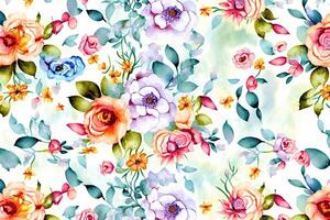 generatief ai.bloemen patroon van wilde bloemen, pastel waterverf. illustratie. foto
