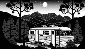 ai gegenereerd. ai generatief. generatief ai. wijnoogst retro camper rv huis vrachtwagen. avontuur reis reis motiverende poster. kan worden gebruikt voor decoratie en inspiratie. grafisch kunst foto