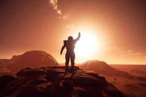 de succes van de van astronaut missie Aan Mars. ai gegenereerd foto