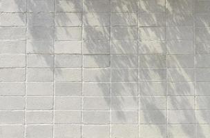 kopieer ruimte vooraanzicht van witte bakstenen muur met boomschaduwen foto