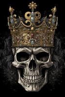 een schedel met een koningen kroon generatief ai foto