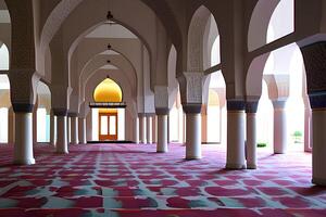 mooi interieur in de landschap van de moskee ai generatief foto