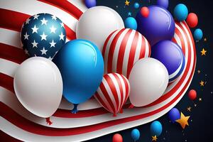 gelukkig arbeid dag. Verenigde Staten van Amerika banier achtergrond ontwerp van ballonnen vector illustratie. generatief ai foto