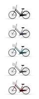 tekenfilm fietsen reeks veelkleurig voor Dames 3d renderen klassiek stijl kleur geïsoleerd Aan wit achtergrond met knipsel pad. 3d geven illustratie ontwerp foto