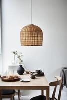 ai gegenereerd binnenshuis boho stijl dining kamer foto