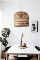 ai gegenereerd binnenshuis boho stijl dining kamer foto