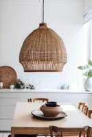 ai gegenereerd binnenshuis boho stijl dining kamer foto