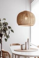 ai gegenereerd binnenshuis boho stijl dining kamer foto