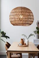 ai gegenereerd binnenshuis boho stijl dining kamer foto