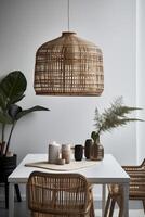 ai gegenereerd binnenshuis boho stijl dining kamer foto