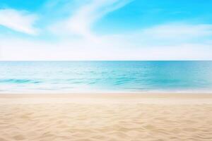 mooi leeg tropisch strand en zee landschap achtergrond. ai gegenereerd foto