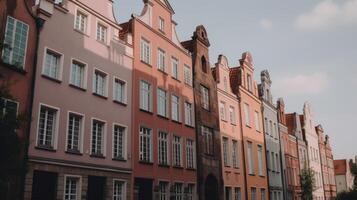 schattig oud stad- gebouw. illustratie ai generatief foto