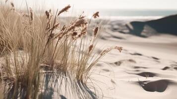 droog gras en zand achtergrond. illustratie ai generatief foto