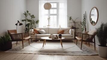 Scandinavisch huis interieur. illustratie ai generatief foto