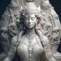 beeld van godin standbeeld gemaakt door wit latex steen room reeks generatief ai foto