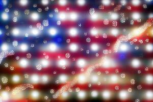 gelukkig arbeid dag, abstract schitteren Amerikaans vlag wazig achtergrond. generatief ai foto
