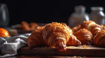 Frans gebakjes, bakkerij croissants generatief ai foto