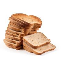 plakjes van brood voedsel geïsoleerd beeld voor bespotten omhoog illustratie nog steeds beeld wit achtergrond met generatief ai foto