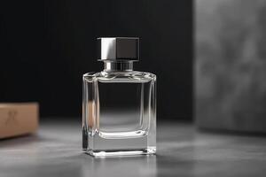 blanco parfum glas fles voor mockup illustratie met generatief ai foto