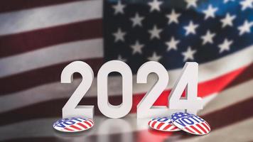 de Verenigde Staten van Amerika vlag en 2024 voor stemmen concept 3d renderen foto