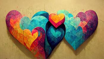 geweldig graffiti met een hart vorm net zo een liefde symbool Aan zwart muur. generatief ai foto