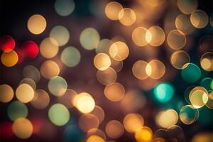 Kerstmis lichten bokeh achtergrond rijk kleuren. generatief ai foto