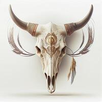 western stier schedel hoog detail wit achtergrond. generatief ai foto