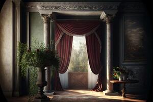 Toscaans villa digitaal backdrop in rijk kleuren realistisch. generatief ai foto