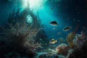 onder water oceaan achtergrond landschap. generatief ai foto
