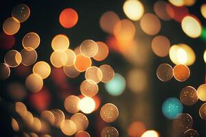 Kerstmis lichten bokeh achtergrond rijk kleuren. generatief ai foto