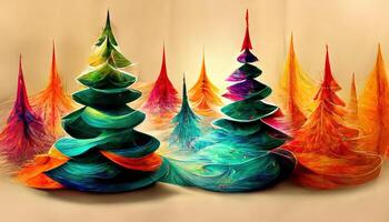 abstract fantasie feestelijk Kerstmis boom achtergrond hoofd behang achtergrond 3d illustratie. generatief ai foto