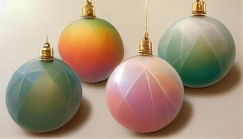 pastel Kerstmis boom bal kerstballen net zo decoratie voor kerstmis, gedetailleerd, gekleurd. generatief ai foto