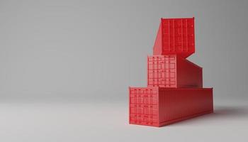 concept van bedrijf vracht of lading. rood Verzending houder Aan wit achtergrond. 3d illustratie foto