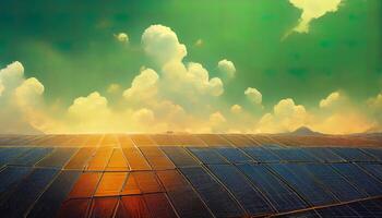groen energie gegenereerd door zonne- paneel. generatief ai foto