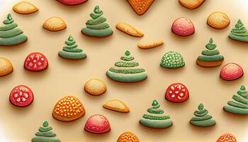 buitengewoon veel van Kerstmis koekjes net zo naadloos patroon behang, gedetailleerd, gekleurd. generatief ai foto