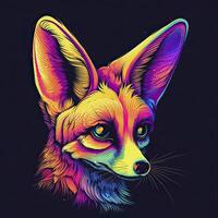 fennec in neon kleuren. generatief ai. foto