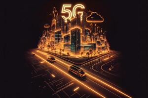 slim stad met 5g verbinding. generatief ai foto