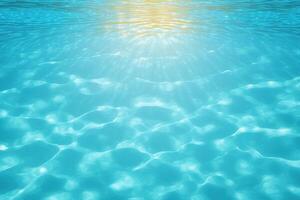 zwembad water oppervlakte achtergrond met zonlicht reflectie. ai gegenereerd foto