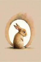 schilderij van een konijn zittend in een cirkel. generatief ai. foto