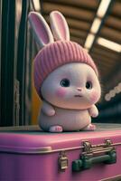 pixar stijl schattig en wit fee konijn baby. generatief ai. foto