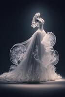 super prachtig mooi bruiloft jurk. generatief ai. foto
