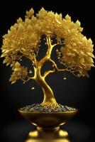 goud fortuin boom. vol van goud. generatief ai. foto